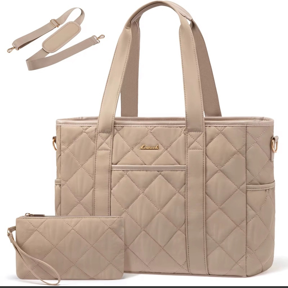 Women's LOVEVOOK Beige Laptop Tote Bag Fits 13-15.6" Laptops
